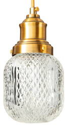 Lampa wisząca szklana przezroczysta Shadow złota