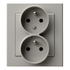 Ospel Sonata Kaszmir Gniazdo podwójne z uziemieniem z funkcją niezamienności faz, kompletne z ramką GP-2RC/82