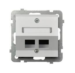 Obudowa gniazda podwójnego typu Keystone skośna Ospel Sonata Biała