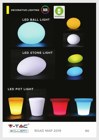 Oprawa Ogrodowa V-TAC LED Donica Pojemnik 28cm Ładowanie Pilot VT-7805 RGBW 18lm