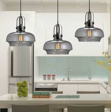Lampa wisząca szklana szara lustrzana Asana 1xE27