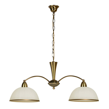Maura Lampa Wisząca Patynowy 2X60W E27 Klosz Biały+Złoty