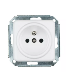 Gniazdo ceramiczne podtynkowe z uziemieniem białe retro Kwadratowe bez ramki