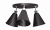 Lampa sufitowa plafon 3 klosze Stożek czarny
