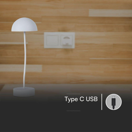 Lampka Biurkowa Nocna V-TAC 3W LED Ładowanie Ściemnianie Biała 
