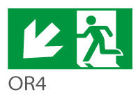 Piktogram SCHODY / WYJŚCIE W LEWO W DÓŁ do ORION - OR4 (300X100mm) / 39981