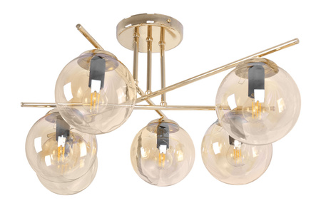 Luksusowa lampa sufitowa z bursztynowymi kloszami K-5414 z serii GRAND