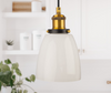 Lampa wisząca szklana kubełek mleczna biała