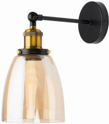 Kinkiet ścienny złota oprawa stożek bursztynowy