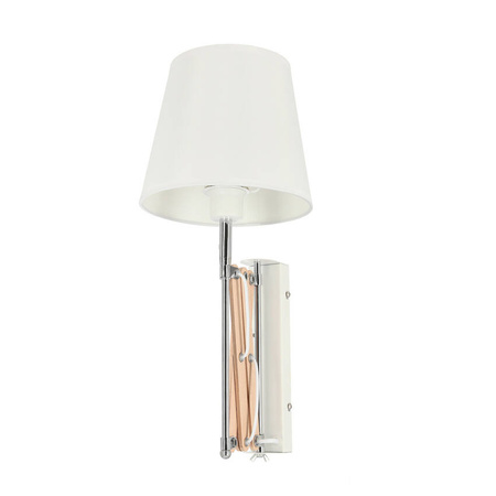 Kinkiet biały chrom/drewno regulowany 40W E27 Mito Candellux 21-75437