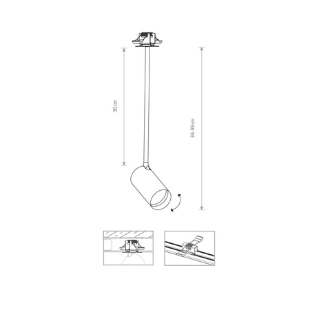 Nowodvorski Lampa podtynkowa czarno złota MONO SURFACE LONG M 