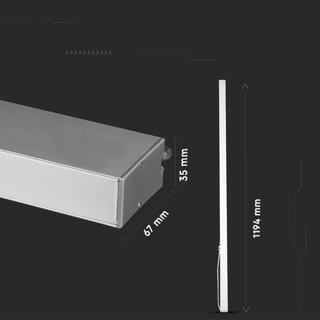 Oprawa V-TAC LED Linear SAMSUNG CHIP 40W Do łączenia Zwieszana Szara 120cm VT-7-40-S-N 6500K 3300lm 5 Lat Gwarancji