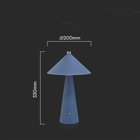 Lampka Biurkowa Nocna V-TAC 3W LED 33cm CCT Ładowanie USB-C Ściemnianie Niebieska Skóra 