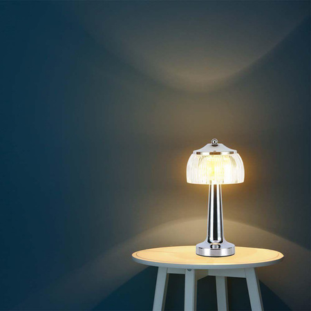 Lampka Biurkowa Nocna V-TAC 1W LED 26cm Ładowanie USB Ściemnianie Chrom 