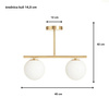 Lampa sufitowa Milano golden mat podwójna mleczne kule 2xE14