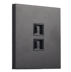 Gniazdo podtynkowe 2xRJ45 TOGGLICA kwadrat dla 4U, WAVE, DEUCE, CZARNY MAT