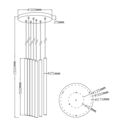 Light prestige Lungo 7 kolor mix lampa wisząca LP-894/7P MIXED