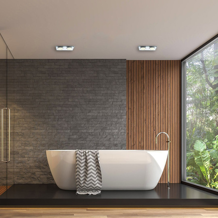 Oczko sufitowe szklane KWADRATOWE 2xGU10 Kolor: SREBNY