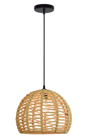 Lampa wisząca kula Boho E27 przeplatana sznurem jutowym 30cm