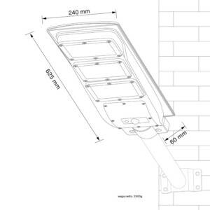 Naświetlacz Solarny LED STREET-9 z czujnikiem PIR, czarny + pilot