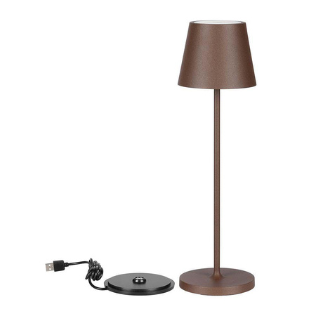 Lampka Biurkowa Nocna V-TAC 1,5W LED Ładowanie Ściemnianie IP54 Brąz