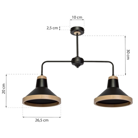 Lampa sufitowa SALMA BLACK / WOOD 2xE27 60W