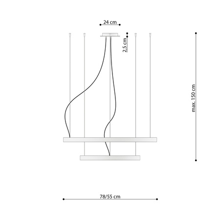 Żyrandol RIO 2 55/78 czarny LED 4000K