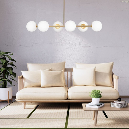 Lampa sufitowa Milano złota 6xE14 mleczne kule EP1C22