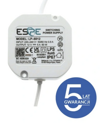 Zasilacz dopuszkowy do Led 12V 5A 60W wodoszczelny IP67 ESPE