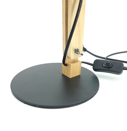 Lampka biurkowa E27 drewniana czarna LOFT