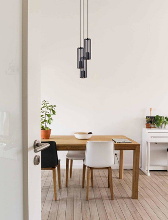 Czarna lampa wisząca na okrągłej podsufitce K-4932 z serii FALCON