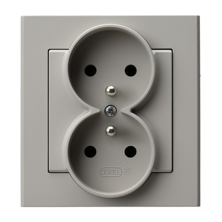 Ospel Sonata Kaszmir Gniazdo podwójne z uziemieniem kompletne z ramką GP-2RZ/82