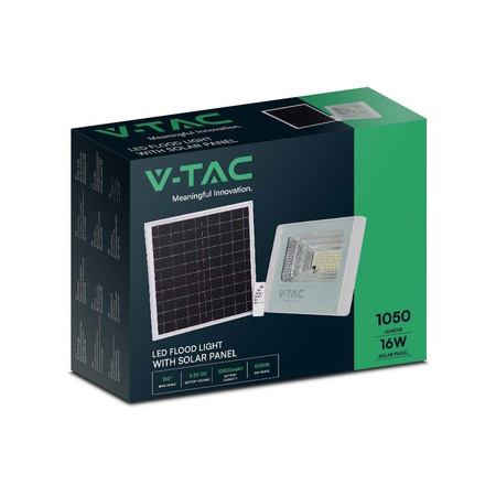 Projektor LED Solarny V-TAC 16W Biały IP65, Pilot, Timer VT-40W 6000K 1050lm