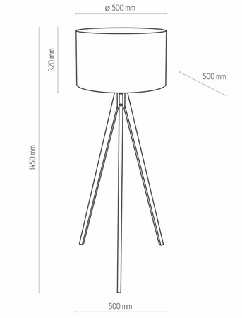 Lampa podłogowa drewniana Trójnóg czarna Treviso