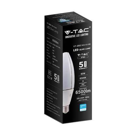 Żarówka LED V-TAC SAMSUNG CHIP 60W E40 VT-260 4000K 6500lm 5 Lat Gwarancji