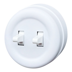 Włącznik podwójny schodowy natynkowy  biały Loftica Art