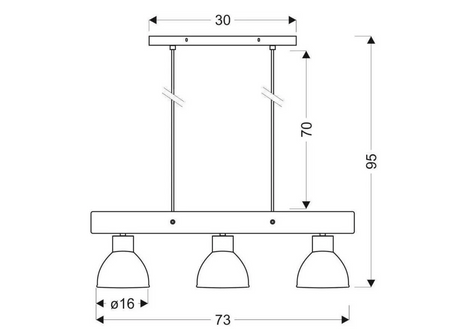 Lampa wisząca Candellux Vario 33-73471 3xE27 czarna drewniana