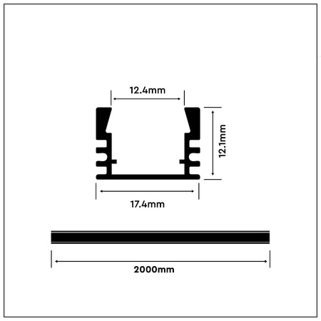 Profil Aluminiowy V-TAC 2mb Anodowany, Klosz Mleczny VT-8116