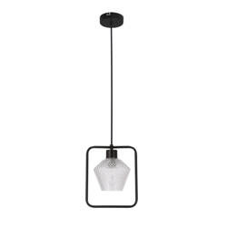 Niko Lampa Wisząca Czarny 1X40W E27 Klosz Bezbarwny Karbowany