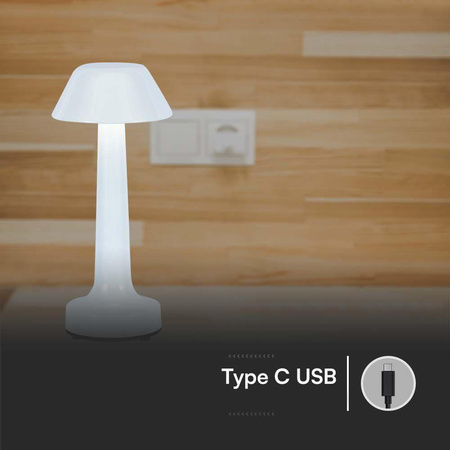 Lampka Biurkowa Nocna V-TAC 2W LED 23cm Ładowanie USB CCT Ściemnianie Biała 