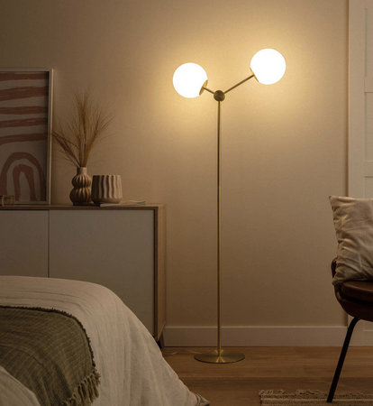 Lampa Podłogowa z Metalu i Szkła Moonlight 2 Pkt złota