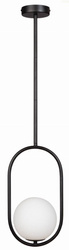 Lampa wisząca czarna Milano Ring kula mleczna 1xE14