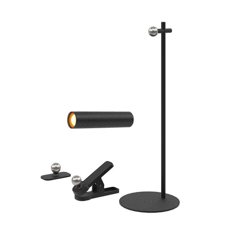 Lampka Biurkowa V-TAC 4w1 37cm Kinkiet Klips Latarka 3W LED Czarna 
