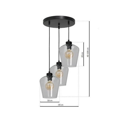 Szklana Lampa wisząca SANTIAGO CLEAR 3xE27