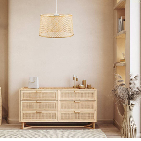 Lampa wisząca BOHO bambusowa walec TH2B 35cm