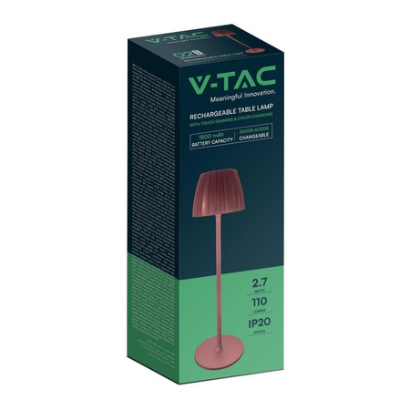 Lampka Biurkowa Nocna V-TAC 2,7W LED 34cm Ładowanie USB Ściemnianie Brąz 