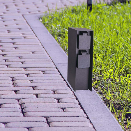 Słupek Ogrodowy V-TAC 2 Gniazda 2x16A 23cm 3600W IP44 Grafit VT-1196 3 Lata Gwarancji