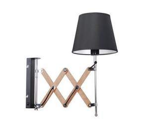 Kinkiet czarny chrom/drewno regulowany 40W E27 Mito Candellux 21-75420