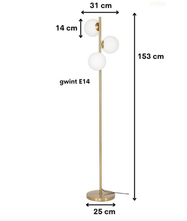 Lampa stojąca podłogowa GOLD białe kule  3xE27 MILANO