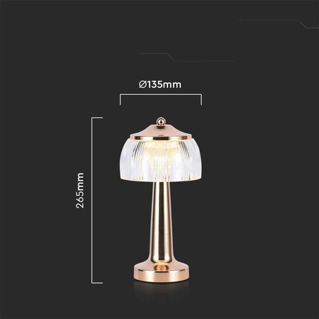 Lampka Biurkowa Nocna V-TAC 1W LED 26cm Ładowanie USB Ściemnianie Złota 